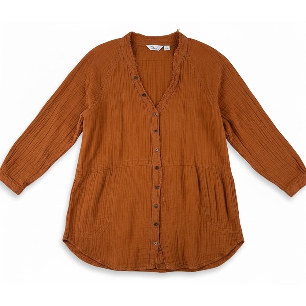 Boho Gauze Tunic Cotton Raw Edge‎ Rust 1X Caffe Marrakesh